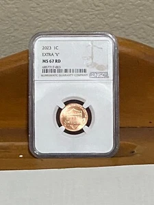 2023 EXTRA ' V ' ERROR LINCOLN UNION SHIELD PENNY NGC MS67 RD CENT RARE VARIETY - Picture 1 of 2