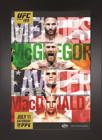 UFC 189: Mendes vs McGregor Replica Mini Framed 9x13 Event Poster Cover