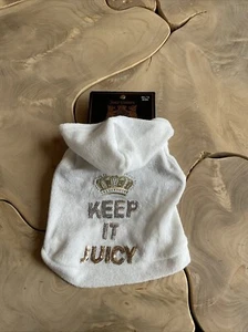 Juicy Couture Pet Terry Hoodie Gr. XS / Small White Sequins Keep It Juicy - Bild 1 von 3