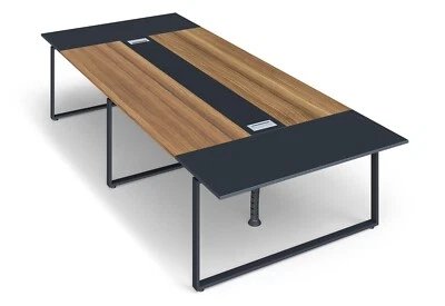 Conference table ANJA360 grey/nut brown with cable duct for 12 - 14 people - Image 1 of 4