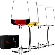 Hand Blown Red Wine Glasses Set of 4 – Premium Crystal Wine Glasses with Long St