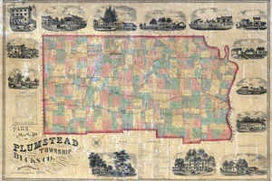 1859 Farm Line Karte von Plumstead Township Bucks County PA - Bild 1 von 4