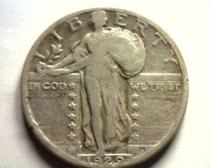1929 STANDING LIBERTY QUARTER FINE F NICE ORIGINAL COIN BOBS COINS FAST SHIPMENT - Picture 1 of 2