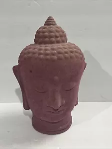 Pink Glass Buddha Head Figure 9.5” Tall Buddhism Religion Meditation Decor - Picture 1 of 12