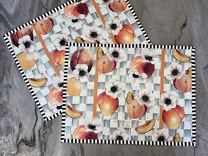 Peaches & Anemones Placemats 2 sides Made from Authentic Mackenzie Childs Fabric - Picture 1 of 6
