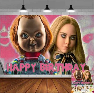 Chucky M3gan Horror Party Decoration Birthday Backdrop Banner Vinyl 5x3ft - Image 1 of 4