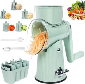 Rallador de Queso Rotativo, Multifunción 5 en 1 Picador Cortador de Verduras Cortador, Redondo - Imagen 1 de 12