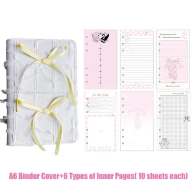 Sweet Lace Bow Mesh A6 Binder Notebook Scrapbook Journal Notepad School Supplies - Image 1 of 4