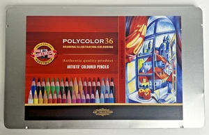 Koh-I-Noor Polycolor 36 Drawing Sketching Art Set Colored Pencils New In Tin Box - Picture 1 of 8