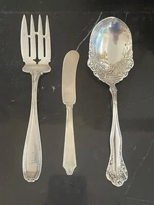 Antique Flatware Pieces: Serving Fork, Serving Spoon and Spreader 123 Grams - Picture 1 of 10