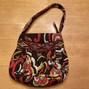 Vera Bradley Brown Pink Floral Design Small Bag Purse Hand Bag - EUC - Picture 1 of 6