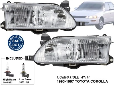 Para luz principal Toyota Corolla 1993-1997 con bombilla pasajero conductor par Foto 1 de 4