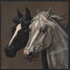 SMALL 8 x 8 inch print #4109 Rock & Domino 2 horse heads by M.L.& CO New York - Picture 1 of 6