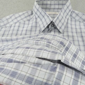 Camicia Ermenegildo Zegna uomo grande lino cotone quadri quadri traspirante bottoni - Foto 1 di 13