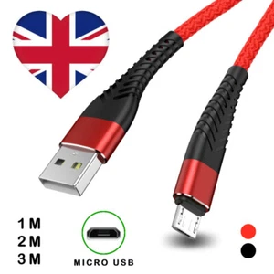 Micro USB Cable 1m 2m 3m Charger Data Sync Braided For Samsung Android Phones - Picture 1 of 5