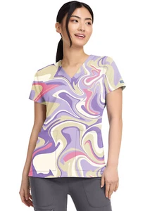 Sporty Marble Med Couture Print Scrub V Neck Top MC8564 SPMB - Picture 1 of 7