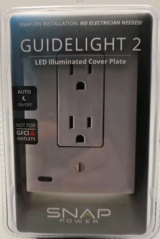 Placa de pared SnapPower GuideLight 2 decoración tomacorriente - blanca O1GL-CWH-NP21 NUEVA EN PAQUETE Foto 1 de 2