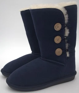 Botas de invierno PIKA para mujer talla 7 azul marino imitación gamuza forradas en piel de oveja - Imagen 1 de 20