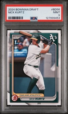 Bowman Draft 2024 Nick Kurtz 1st Prospect (RC) #BD-56 Athletics🔥ROY🔥PSA 9 Foto 1 de 2