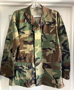 Military BDU Coat Size M-Reg Woodland Camo Combat Caribbean Needle Point Inc - Bild 1 von 15
