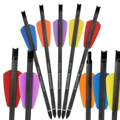 Pure Carbon Arrows Bolts 7.5" Archery Broadheads Field Mini Bow Hunting Shooting - Image 1 of 4
