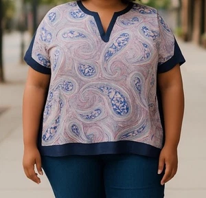 J.Crew Sheer Boho Top L Blue Paisley Floral Lightweight Blouse Festival Chic - Picture 1 of 7