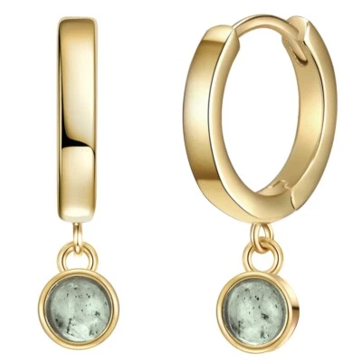 Glanzstücke München Damen Creolen aus Sterling Silber mit Labradorit in gelbgold - Bild 1 von 4