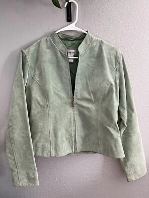 Chaqueta Blazer Chicos 100% Cuero Para Mujer Talla 1 Verde Cremallera Completa Foto 1 de 4