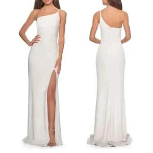 La Femme Gown White Jersey Single Strap NWT SZ-0 MSRP $228 - Picture 1 of 8