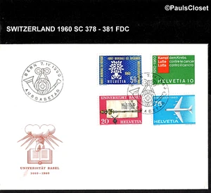 SUIZA 1960 SC 378 - 381 CELEBRACIÓN DE EVENTOS NOTABLES FDC FINO MUY FINO - Imagen 1 de 2