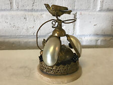 Antique Victorian Era Gilt Metal Dinner Bell w/ Bird Grape & Shell Decoration