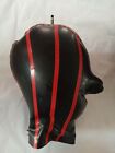 100% Pure Latex Rubber Black&Red Hood Tight role playing rivet Zip 0.4MM S-XXL