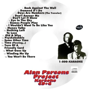 CUSTOM KARAOKE ALAN PARSONS PROJECT 18 GREAT SONG cdg CD+G HARD-2-FIND TIME MORE - Picture 1 of 2