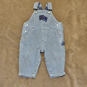VINTAGE Baby Gap Special Denim Hickory Striped Overalls With Stars RARE 12-18M