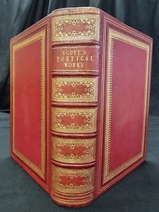 1869 Poetical works Walter Scott FINE MOROCCO GILT BINDING & 24 Engraved Plates - Picture 1 of 12