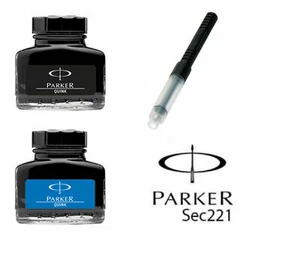 GENUINE PARKER QUINK FOUNTAIN INK BOTTLE  POT 30ml - BLUE BLACK Converter UK - Picture 1 of 4