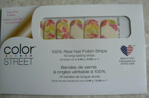 NEW Color Street FROND OF YOU,pink,green + 100% Real Nail Polish Strips 16 pc - Picture 1 of 4