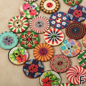 100pcs 20mm 25mm Mix Button Boho Bohemian Ethnic Wooden DIY Crafts Sewing Decor - Picture 1 of 30