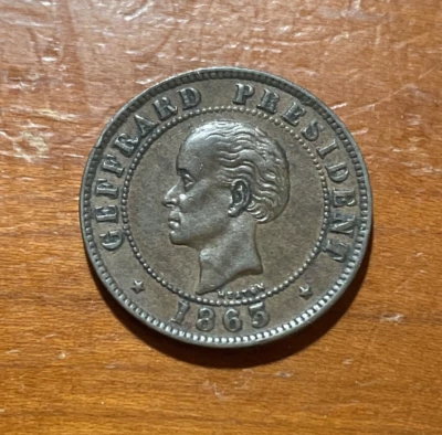 1863 HAITI HEATON 10 CENTIMES BETTER GRADE BRONZE COLLECTIBLE COIN - Image 1 of 2