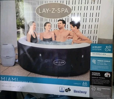 Lay-Z-Spa Miami AirJet Aufblasbarer Whirlpool - Schwarz, 180 x 66cm - Bild 1 von 2