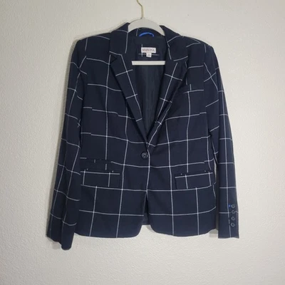 Женская блейзерная куртка Merona в черно-белую полоску размер 10 - Изображение 1 из 4