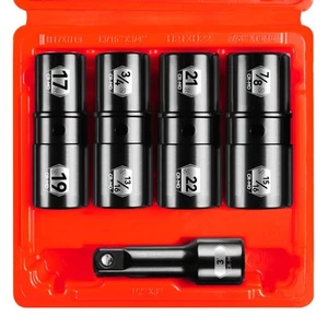 5-Piece 1/2" Drive Lug Nut Impact Socket Set, Include 17mm×19mm, 21mm×22mm, 3... - Picture 1 of 7