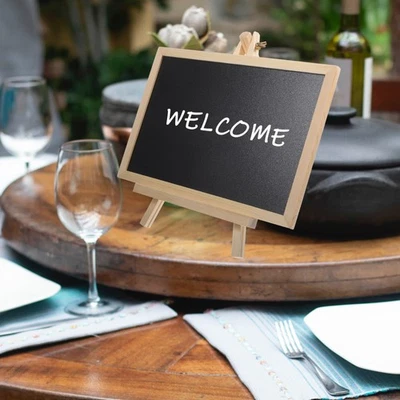  Stand Mini Chalkboard Black with Wood Small Tabletop Blackboard Chalkboards - Image 1 of 4