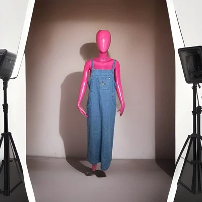 Maxi jersey largo vintage de mezclilla bordado flores azul Y2K mediano Foto 1 de 4