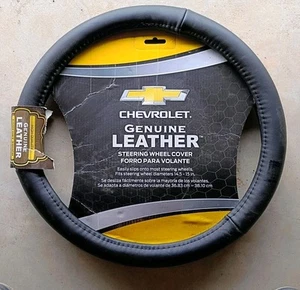NEW Chevrolet GENUINE LEATHER Car SUV Truck VAN Steering Wheel Cover 14.5"-15" - Bild 1 von 3