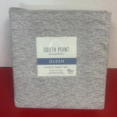 SOUTH POINT  - NEW - queen  - MICROFIBER -Sheet 6 Piece Set HERITAGE - GRAY - Image 1 of 4