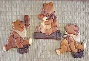 Vintage Disney Winnie Puuh lackiertes Holz handgefertigt Kinderzimmer Wanddeko Trio - Bild 1 von 24