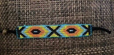 Mens womens tribal indian beaded yellow orange black friendship bracelet jewelry - Image 1 of 3