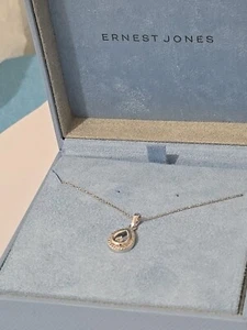 BN Sterling Silver Diamond Pear Shape Pendant Necklace Rrp 150 - Picture 1 of 7