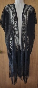 Diravo Women's Swimwear Swimsuit Cover Up Black Long Floral Lace Tassel Summer - Picture 1 of 9